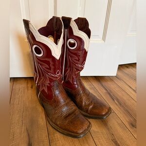 ARIAT leather Wildstock Western Cowboy Boot red white